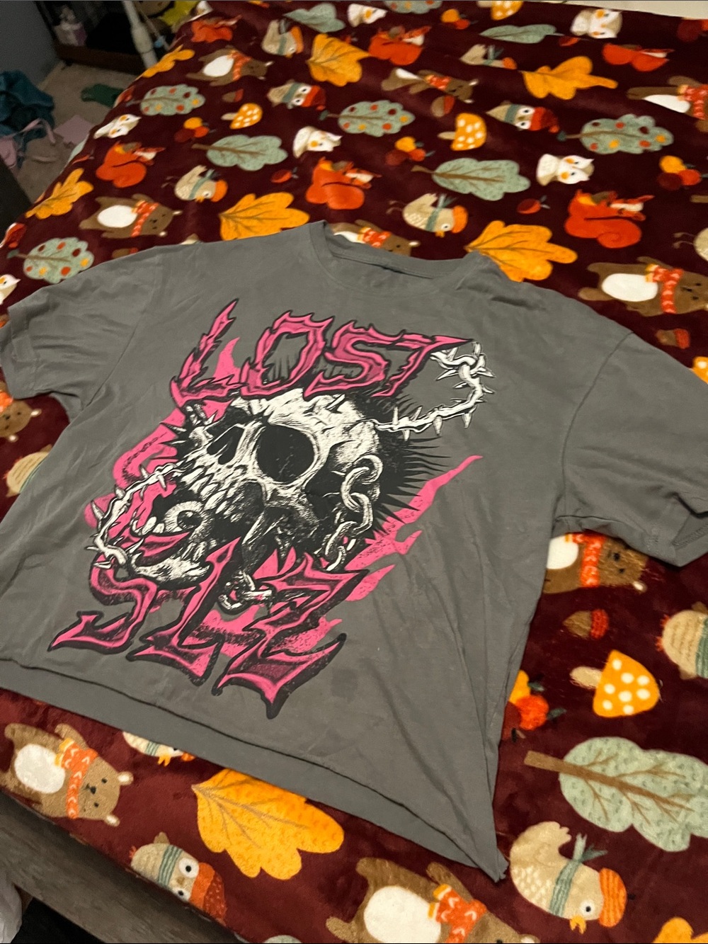 Gray 'Lost Slez' Graphic Skull Tee - Men's Casual Shirt